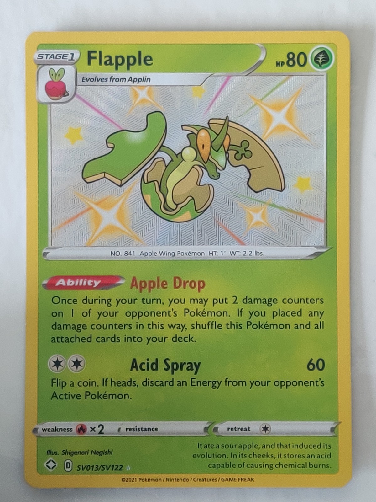 Flapple Shiny Holo Rare Shining Fates: Shiny Vault SV013/SV122 NM