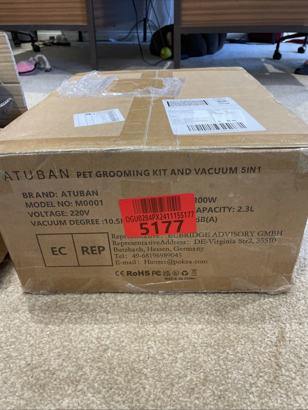 Atuban Pet Grooming Kit And vacuum 5in1