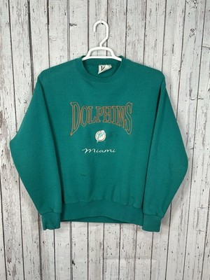 Vtg 90s  Miami Dolphins Sweatshirt Lee Sport  NFL Crewneck Embroidered M Stains