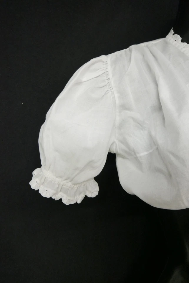 Gr.44 Dirndlbluse weiß Bluse für Dirndl Baumwollmischung mit Spitze B11128 - Bild 3 von 4