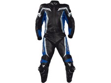 iXS Lederkombi Firestroke | Schwarz-Blau-Grau | 2-teilig aus Rindsnappaleder