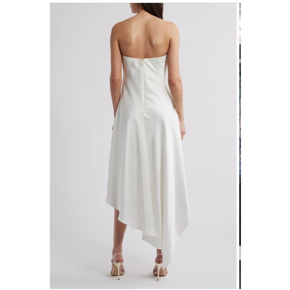 Vestido midi de satén sin tirantes marfil Amsale - Talla 14 Foto 2 de 4