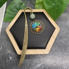 4.5 Handmade Bronze-tone Metal Hook Bookmark With 1 Watch Face Pendant New