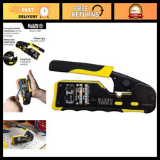 Ratcheting Modular Data Cable Crimper, Wire Stripper Cutter for RJ11/RJ45