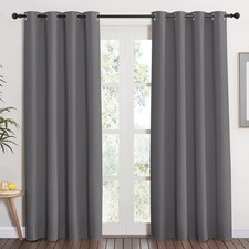 NICETOWN Grey Blackout Curtain 84 inches Long for Bedroom-Thermal Insulated
