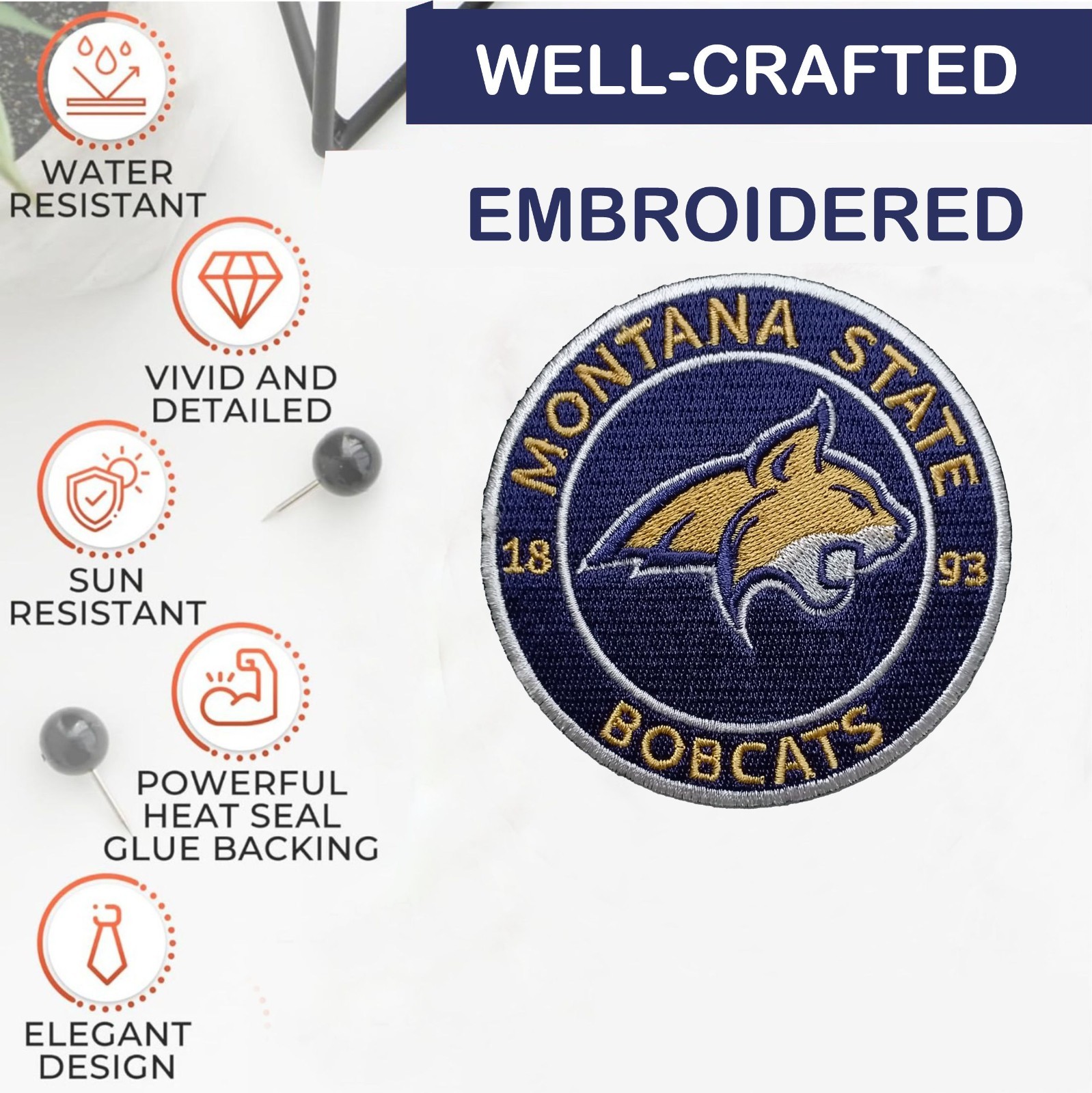 Montana State Bobcats NCAA Team Logo Iron On Patch-Sew Patch-Embroidered Patch