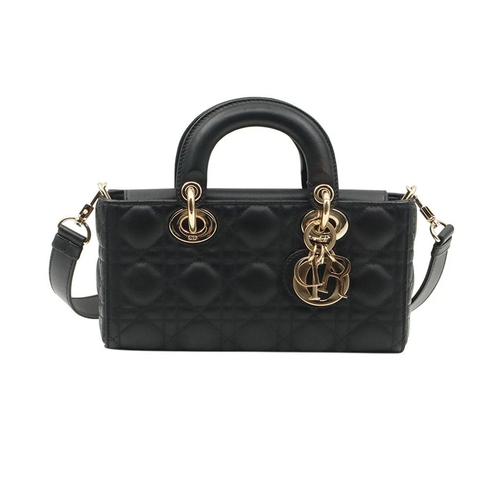 Dior noir cannage agneau doré Lady D Joy petit 2WAY M0613ONGE_M900 133184812