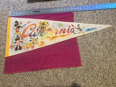 VTG Disney California Goofy MICKEY MOUSE Minnie PLUTO Donald Duck Pennant Flag