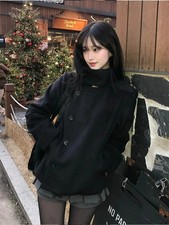 Street Autumn/Winter Solid Color Women'S Turtleneck Coat Y2K Hip-Hop Retro