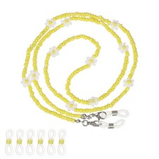 Stylish Eyeglasses Chain for Woman, Flower Beaded Mask Lanyard, Yellow