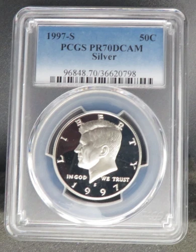 PERFECT 1997 S SILVER  KENNEDY PCGS  PR 70 DCAM LOW MINTAGE LOW POP BLUE LABEL