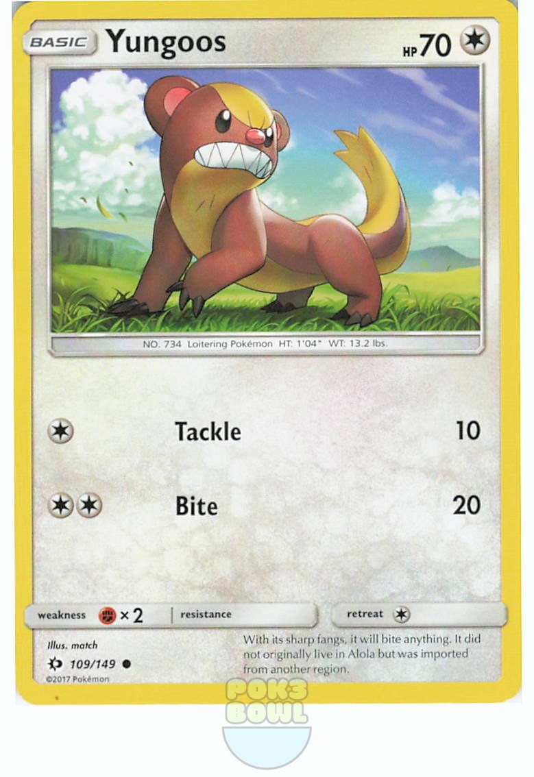 Yungoos 109/149 Common 2017 Pokemon SM Base Set match NM