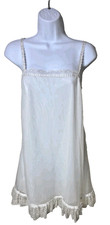 Vtg 1960s Van Raalte Mod Babydoll Shift Nightgown Nylon Lace White Chiffon Sz M
