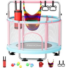 FitinOne 55" Toddler Mini Trampoline for Kids, Indoor Outdoor Toys with Swing,