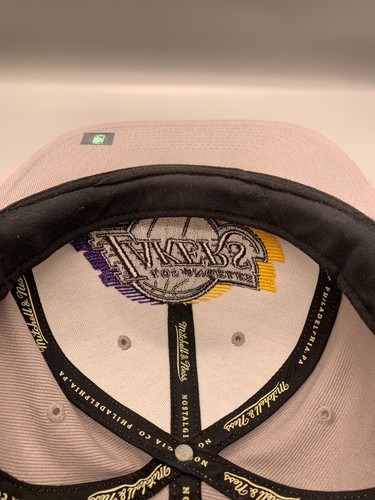 Los Angeles Lakers Hat Cap Snap Back Gray Mitchell Ness Motion NBA Basketball - Picture 10 of 15