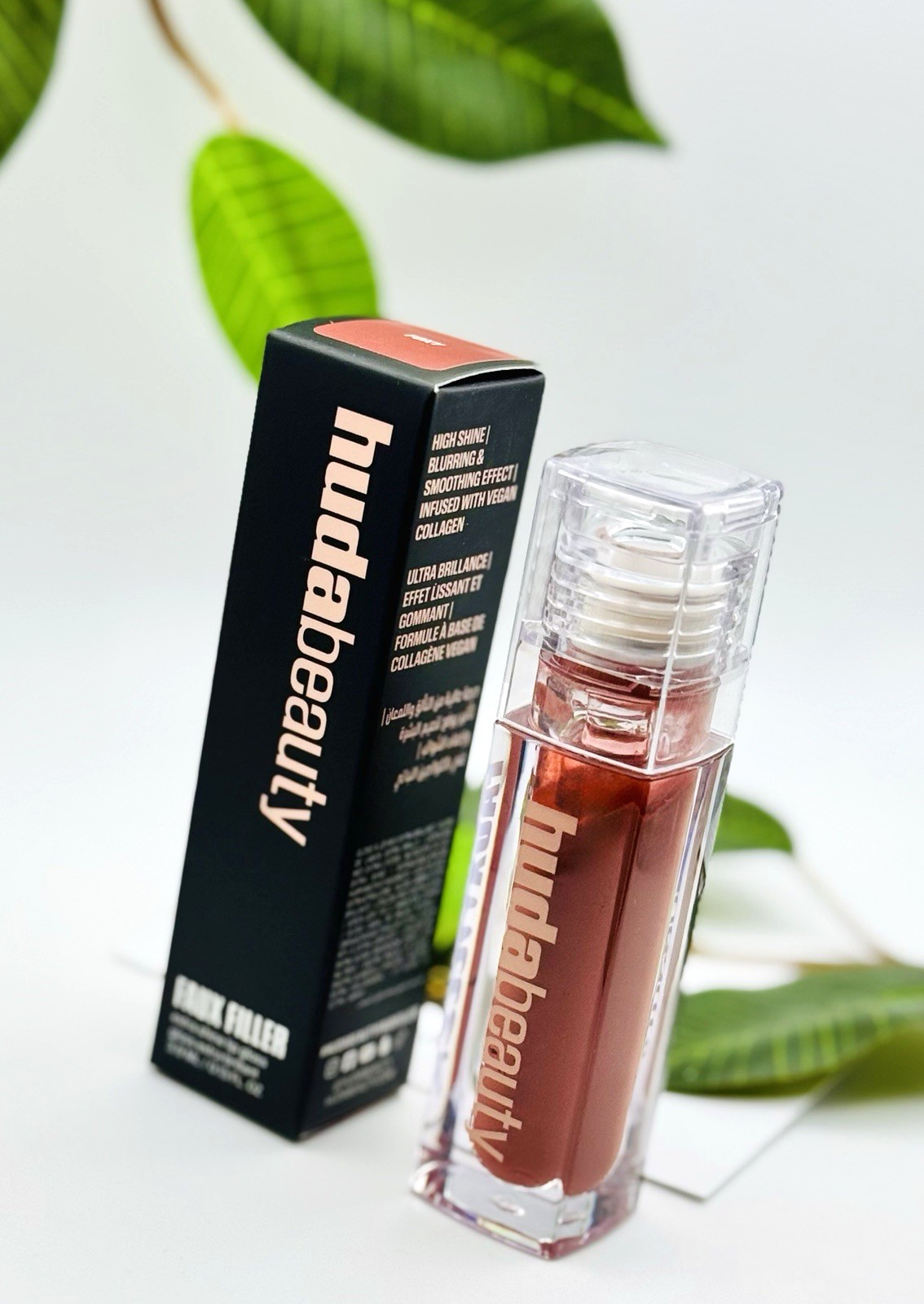 NEW Huda Beauty Faux Filler Extra Shine Lip Gloss Foxy 3.9ml Boxed 🤎