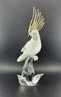 Vintage Murano Vetri Glass Cockatoo Parrot Bird Figurine White And Yellow*MINT*