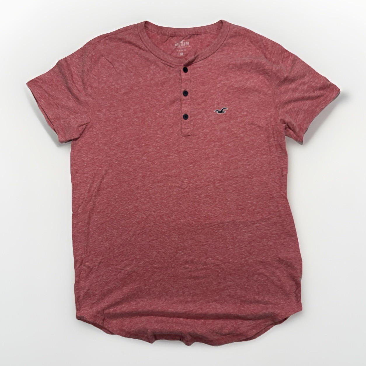 Hollister Co. Must-Have Short-Sleeve Icon Henley T-Shirt Heathered Red Color