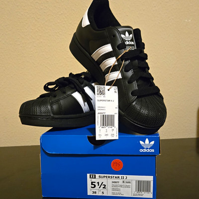 adidas Originals Superstar II J Size 5.5 Youth Sneakers Black/White JH9977