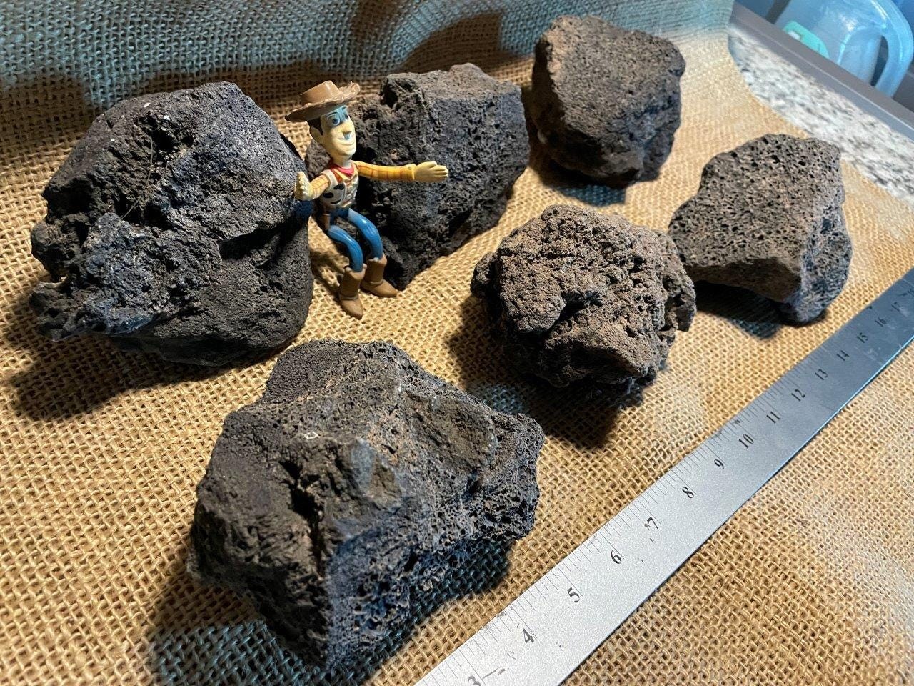 6 Large, Black Lava Rocks – Perfect for Aquariums, Terrariums, Succulents