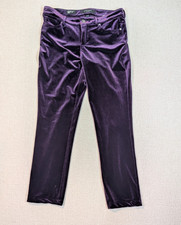 Nine West Women's Cigarette Fit Skinny Fit Deep Purple Velvet Pants Size 8 R/29