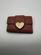 GUCCI HEART Logo Leather 6 Ring Key Case Pink With Box