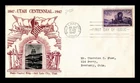 DR JIM STAMPS US COVER UTAH CENTENNIAL FDC SCOTT 950 CROSBY PHOTO CACHET