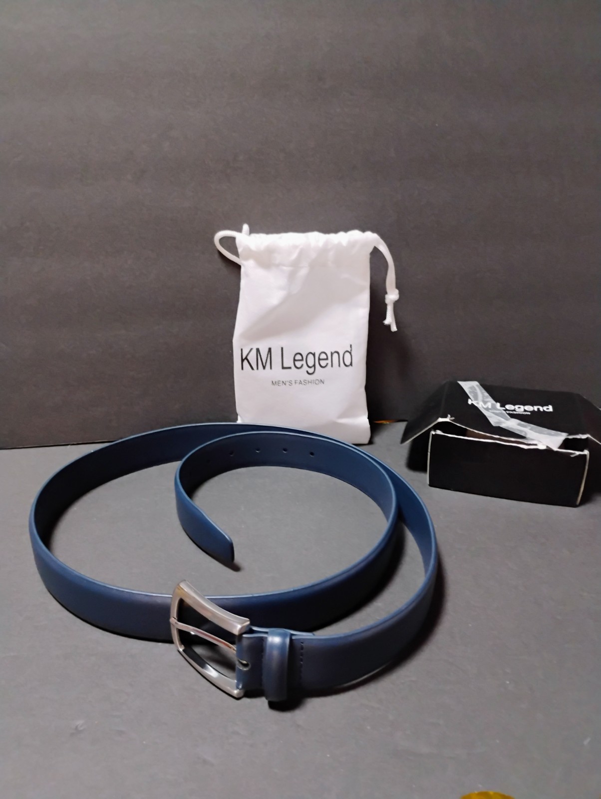 KM Legend Men's Genuine Leather Dress Belt NL-Blue 48 Brand New