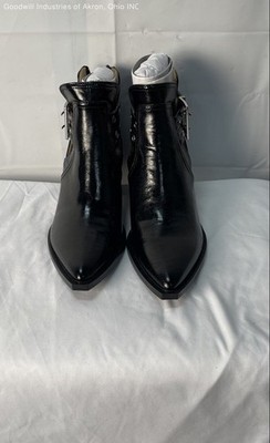 New Steve Madden Gatewood Black Leather Cutout Ankle Boots Womens Size 10