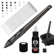 Kit de tatuaje manual con tinta y agujas, ideal para pr ctica y principiantes.