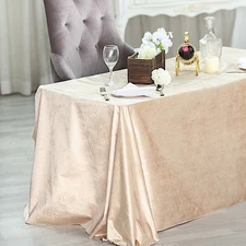 CHAMPAGNE 90"x132" Premium Velvet Rectangular Tablecloth Wedding Party Linens