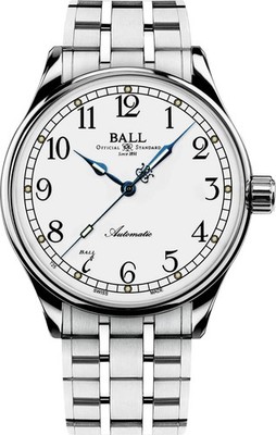 Ball Trainmaster Standard Time White Dial 40 mm Automatic Watch - NM3888D-S9J-WH