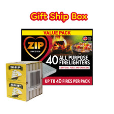 40 Zip Firelighters All Purpose Fire Starter Cubes Value Pack Pit BBQ + Ship Box 0.16 per lighter