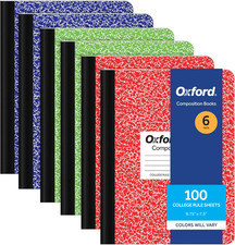 Composition Notebook 6 Pack, College Ruled Paper, 9-3/4 X 7-1/2 Inches, 100 Shee