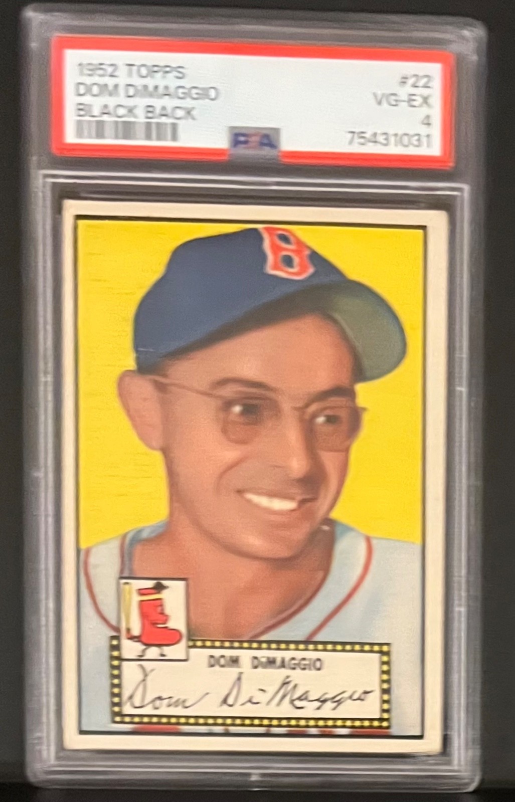 1952 Topps Dom DiMaggio Black Back #22 PSA4