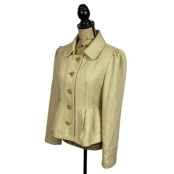Tabitha Wool Blend Herringbone Blazer Gold Womens 8 Foto 4 de 4