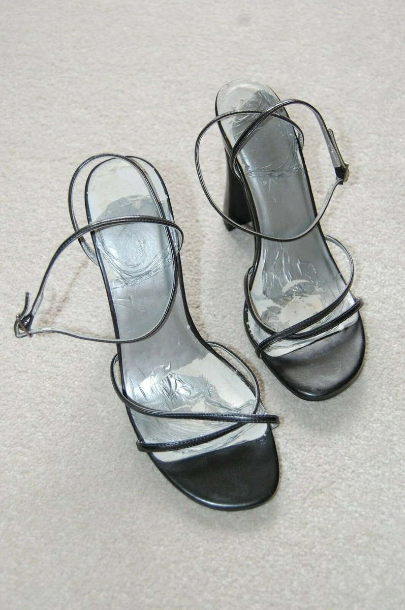 Metallic GREY Ankle Strap BARELY THERE Sandals Shoes FAITH UK 37
