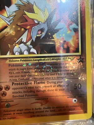 Entei Rev. Holo W/Swirl 2001 Pokemon Movie Black Star Promo #34
