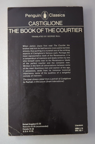 The Book of the Courtier | Baldesar Castiglione (1967) Penguin Classics PB *VG* - Foto 2 di 2