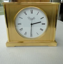 Vtg Solid Brass Classic Art Nouveau Versailles USA Roman Numeral Mantel Clock