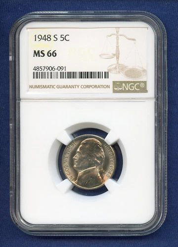 1948 S NGC MS66 Jefferson Nickel 5c US Mint Coin 1948-S MS-66