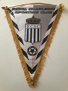 S.C CHARLEROI BELGIQUE fanion wimpel pennant football ancien annees 80-90