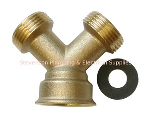 Brass Washing Machine Y Piece 2 Way Connector Hose Splitter Solid Brass Ebay