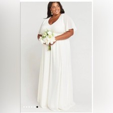 Show Me Your MUMU Emily Empire Maxi Dress White Flare Short Sleeve Size 1X