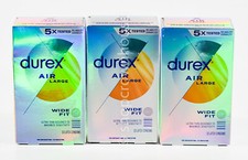 3 Durex AIR Ultra Thin Max Sensitivity WIDE FIT 10 latex LARGE Condoms 08/2026