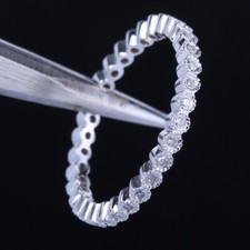 Fine Jewelry Bezel Natural Diamonds Silver Engagement Wedding Eternity Band Ring