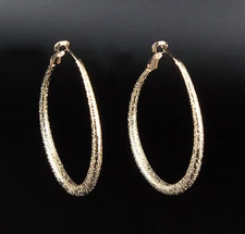 Large Loop Gold Matte Finish 18k-Gold Plated Stud Dangle Earring Earrings E156
