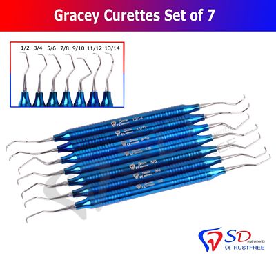 Titanio Rivestito Dentistico Gracey Curettes Set Di 7 - Foto 8