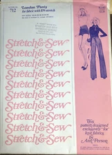 1976, STRETCH & SEW #712 MISSES HIP SIZES 32"-44" LONDON PANTS SHORTS PATTERN UC