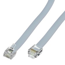 RJ11 6P6C Modular Telephone Extension Cable 7 FT Phone Cord Line Wire Grey